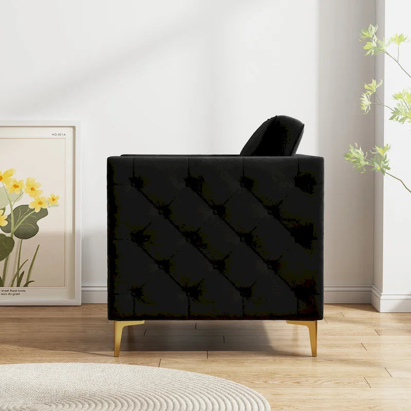 Accent Chair for Living Room Upholstered Arm Chair with Metal Legs Velvet