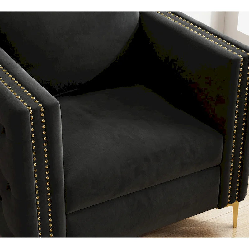 Accent Chair for Living Room Upholstered Arm Chair with Metal Legs Velvet
