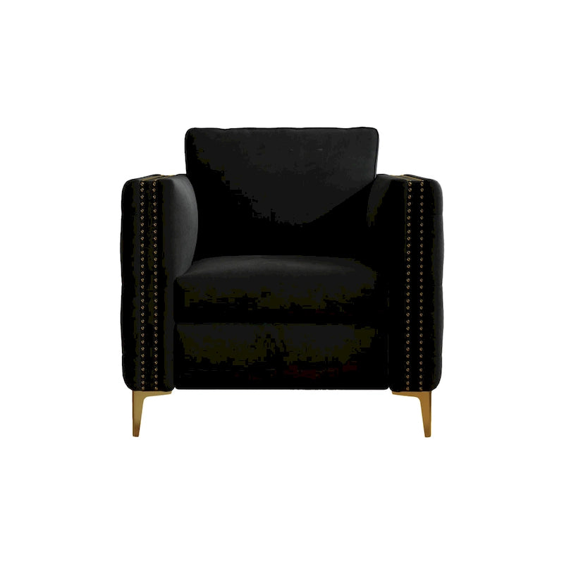 Accent Chair for Living Room Upholstered Arm Chair with Metal Legs Velvet