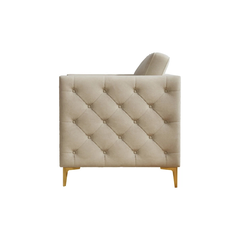 Accent Chair for Living Room Upholstered Arm Chair with Metal Legs Velvet