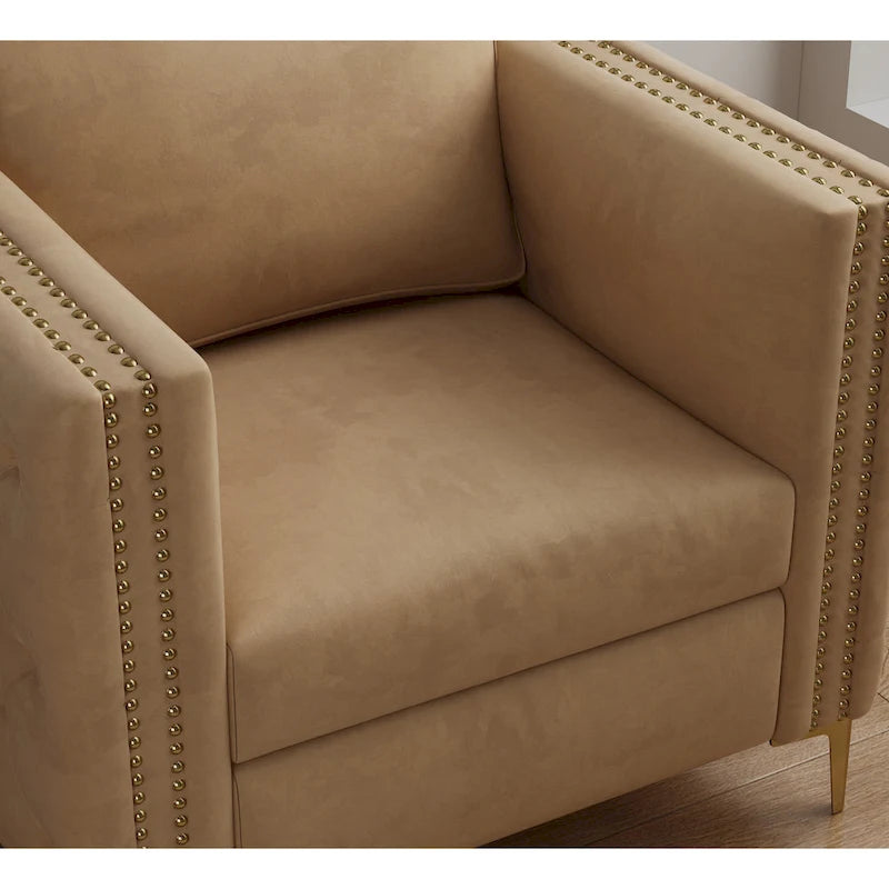 Accent Chair for Living Room Upholstered Arm Chair with Metal Legs Velvet