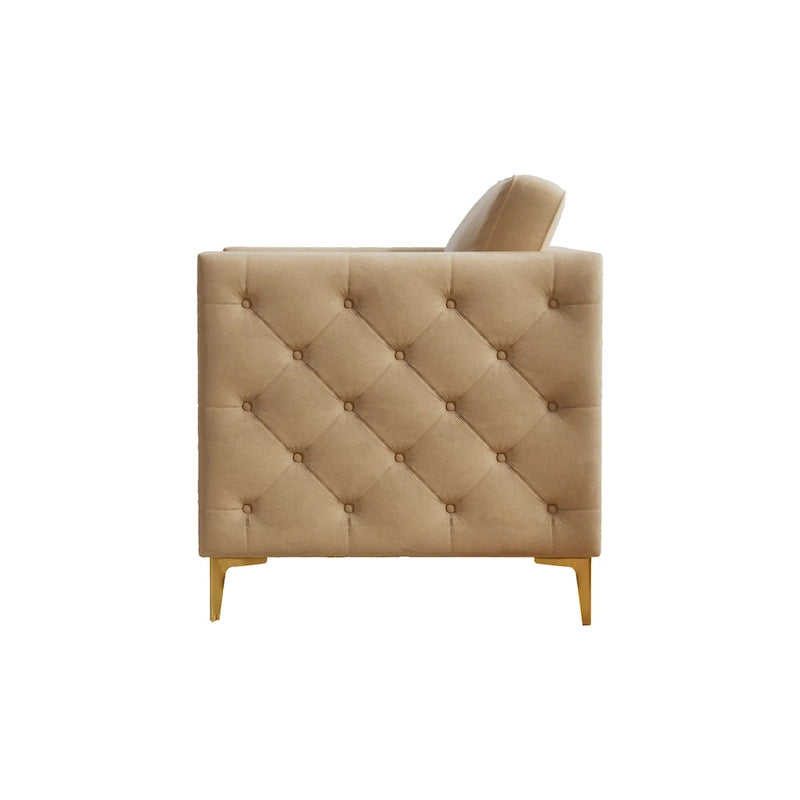 Accent Chair for Living Room Upholstered Arm Chair with Metal Legs Velvet