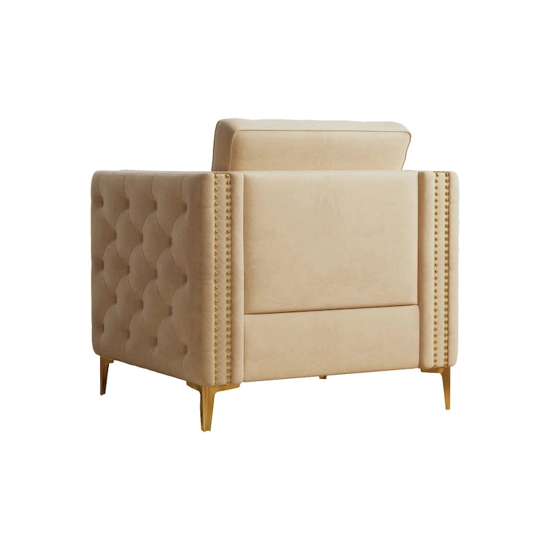 Accent Chair for Living Room Upholstered Arm Chair with Metal Legs Velvet