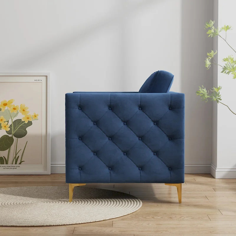Accent Chair for Living Room Upholstered Arm Chair with Metal Legs Velvet