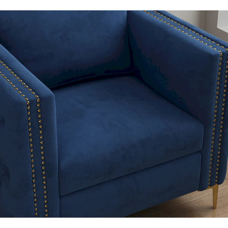 Accent Chair for Living Room Upholstered Arm Chair with Metal Legs Velvet