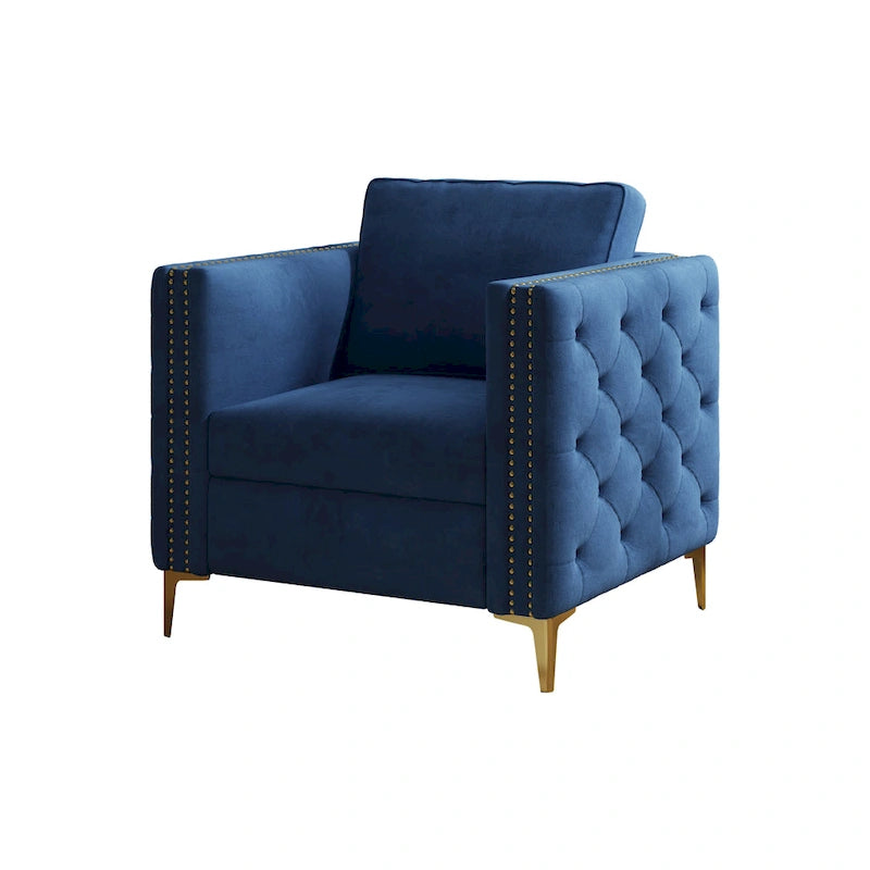 Accent Chair for Living Room Upholstered Arm Chair with Metal Legs Velvet