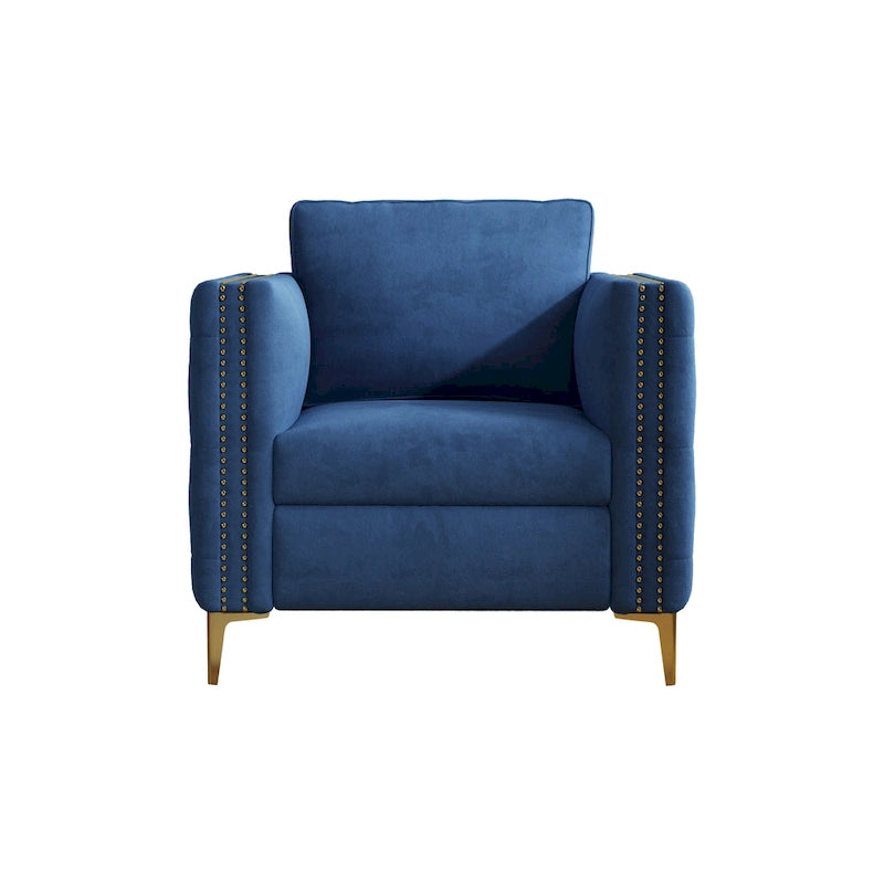 Accent Chair for Living Room Upholstered Arm Chair with Metal Legs Velvet