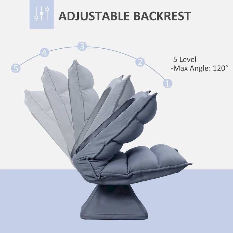 Swivel Floor Chair with Back Support, Microfiber Adjustable Video Gaming Chair for Reading, Lounging, Meditating, Gray
