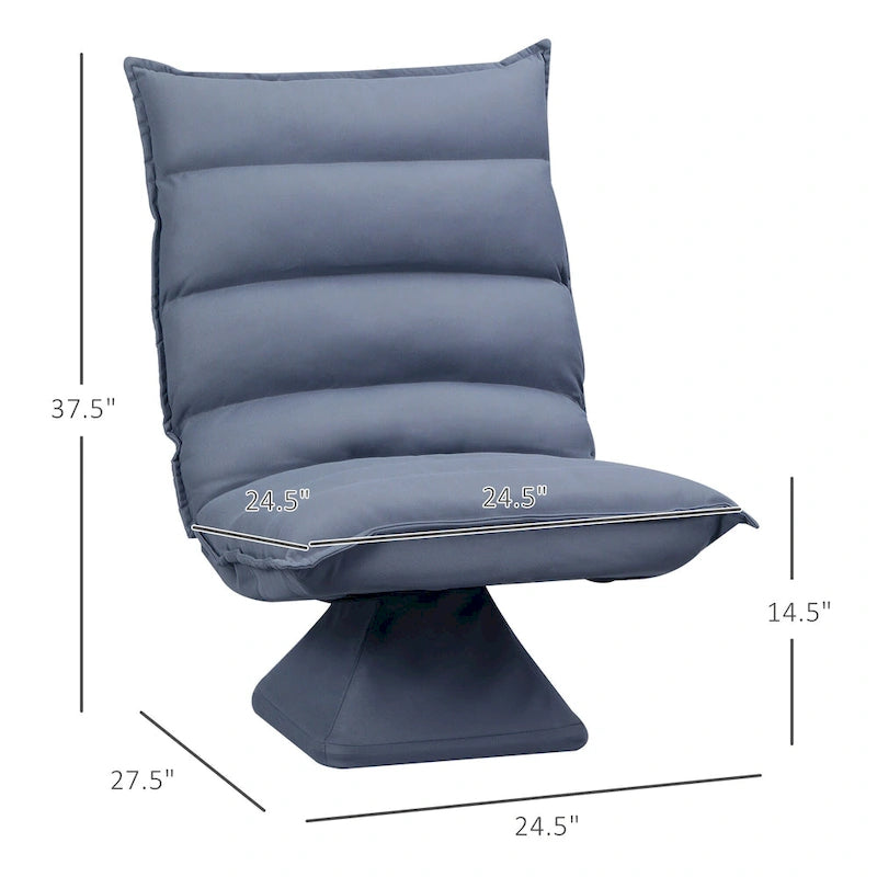 Swivel Floor Chair with Back Support, Microfiber Adjustable Video Gaming Chair for Reading, Lounging, Meditating, Gray
