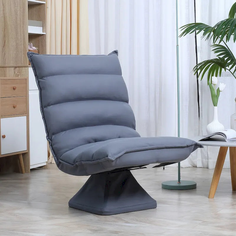 Swivel Floor Chair with Back Support, Microfiber Adjustable Video Gaming Chair for Reading, Lounging, Meditating, Gray