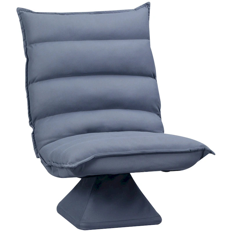 Swivel Floor Chair with Back Support, Microfiber Adjustable Video Gaming Chair for Reading, Lounging, Meditating, Gray