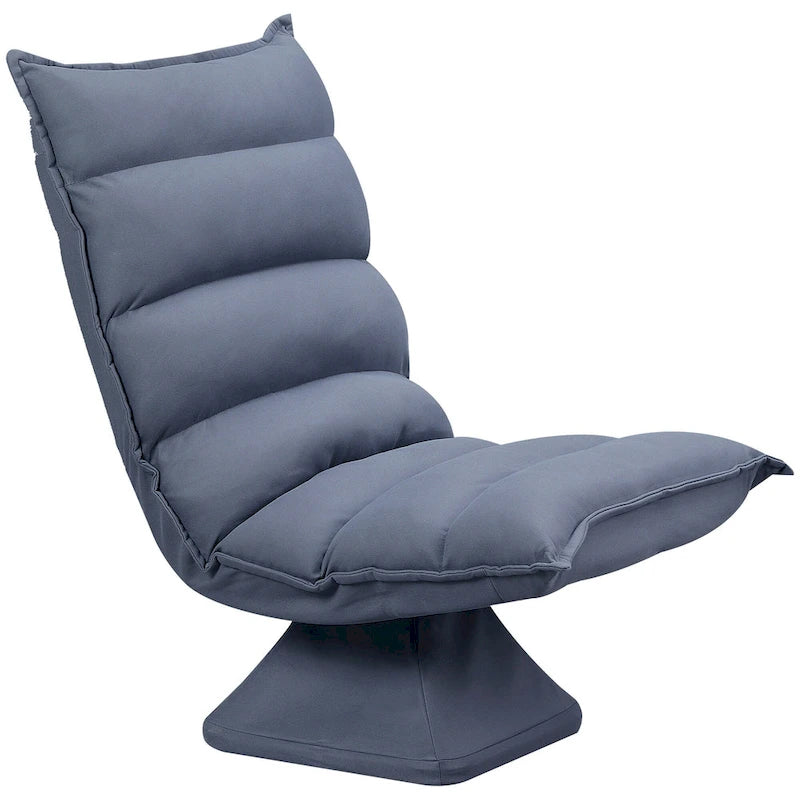 Swivel Floor Chair with Back Support, Microfiber Adjustable Video Gaming Chair for Reading, Lounging, Meditating, Gray