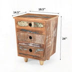 Mesa de Cabeceira Vintage de Madeira Reciclada Totalmente Montada