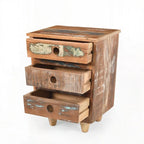 Mesa de Cabeceira Vintage de Madeira Reciclada Totalmente Montada