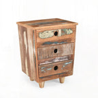 Mesa de Cabeceira Vintage de Madeira Reciclada Totalmente Montada