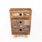 Mesa de Cabeceira Vintage de Madeira Reciclada Totalmente Montada