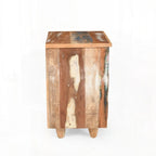 Mesa de Cabeceira Vintage de Madeira Reciclada Totalmente Montada