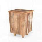 Mesa de Cabeceira Vintage de Madeira Reciclada Totalmente Montada
