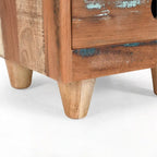 Mesa de Cabeceira Vintage de Madeira Reciclada Totalmente Montada