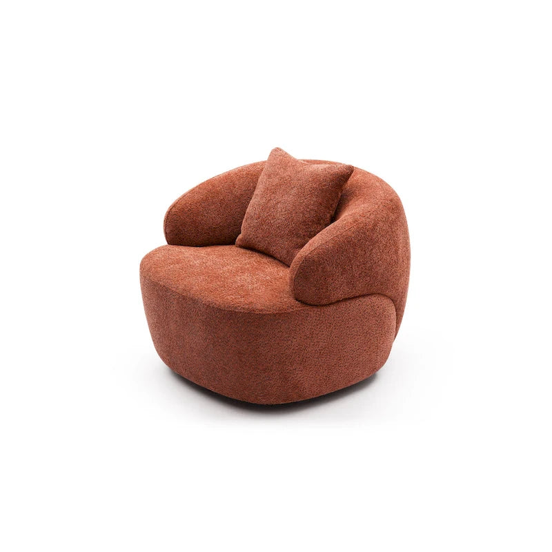 Orange Modern 34.6 Upholstered 360 Swivel Barrel Chair with Solid Wood Frame