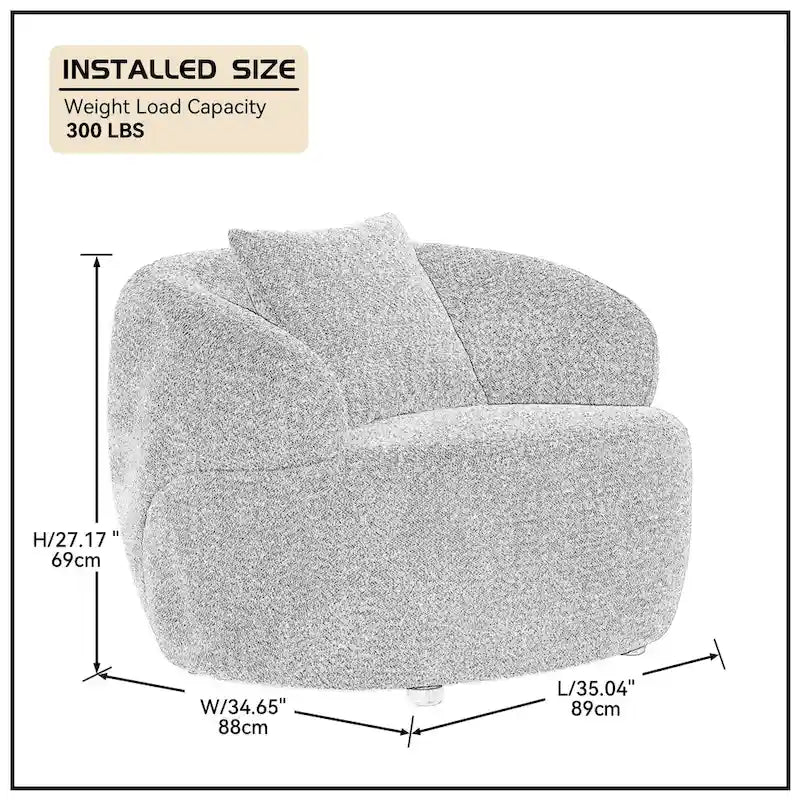 Orange Modern 34.6 Upholstered 360 Swivel Barrel Chair with Solid Wood Frame