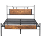 Estrutura de Cama Industrial em Metal com Cabeceira em Painel de Madeira