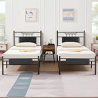 Estrutura de Cama Industrial em Metal com Cabeceira em Painel de Madeira