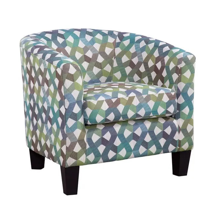 Upholstered Accent Barrel Chair Fairyland Green and Blue
