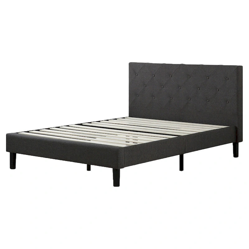 by Dark Grey Upholstered Diamond Stitched Platform Bed