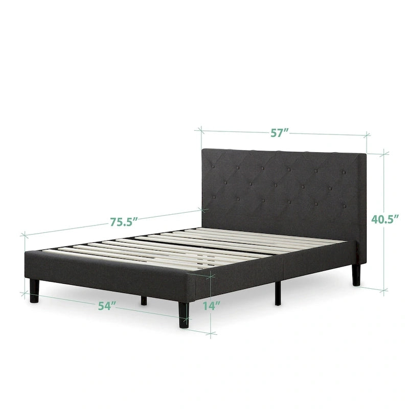 by Dark Grey Upholstered Diamond Stitched Platform Bed