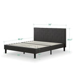 Cama Plataforma Estofada com Costura Diamante Cinzento Escuro