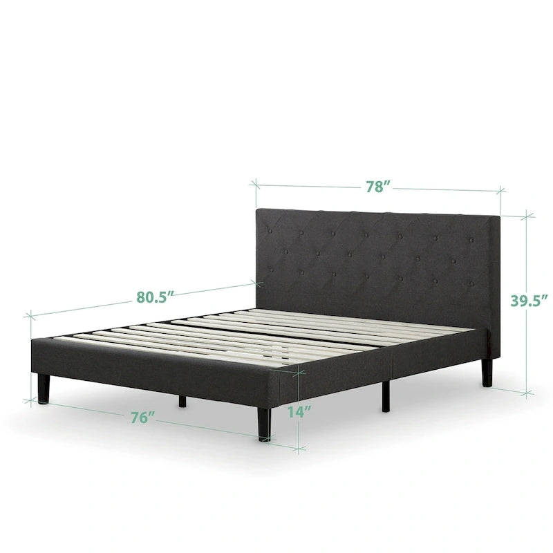 by Dark Grey Upholstered Diamond Stitched Platform Bed