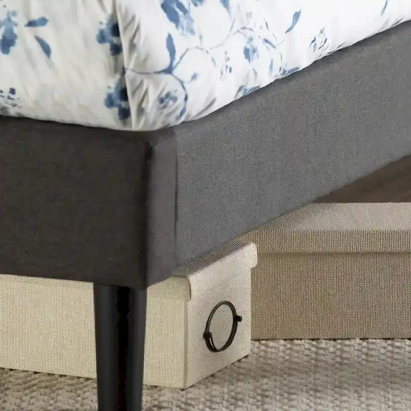 by Dark Grey Upholstered Diamond Stitched Platform Bed