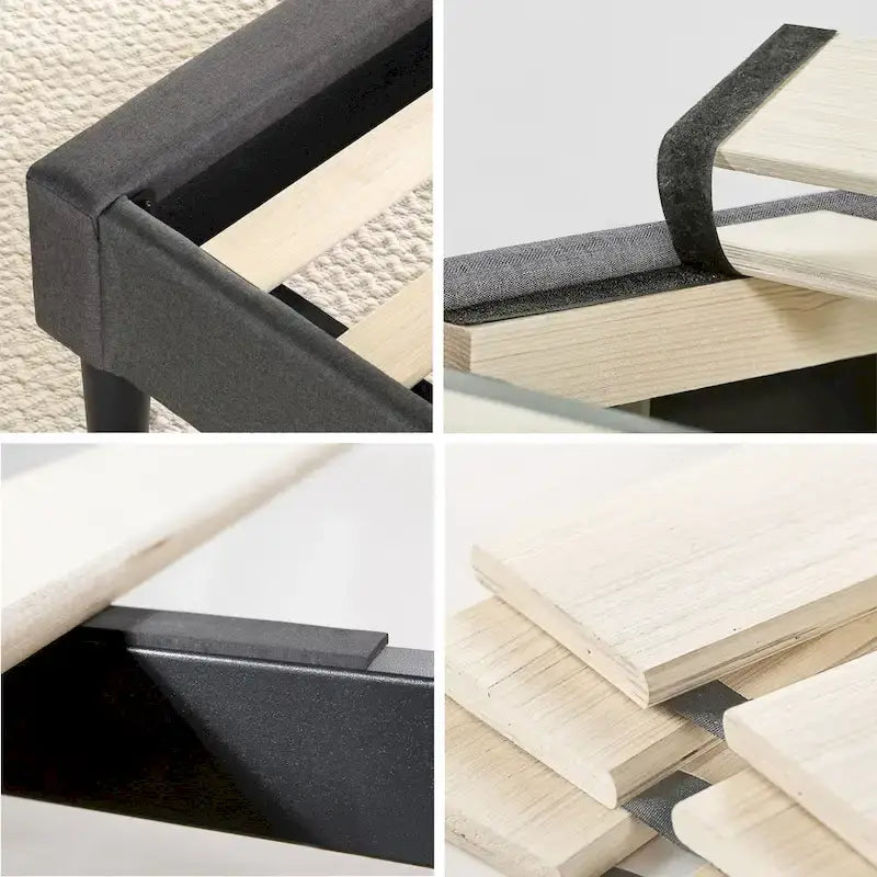 by Dark Grey Upholstered Diamond Stitched Platform Bed