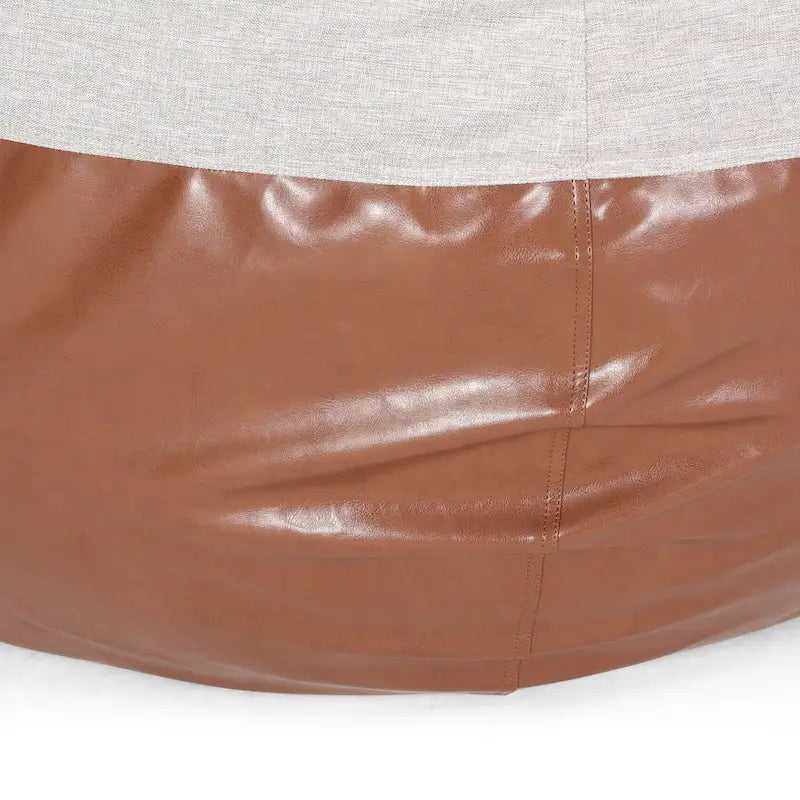 Modern 5 Foot Two Toned Fabric and Faux Leather Bean Bag by