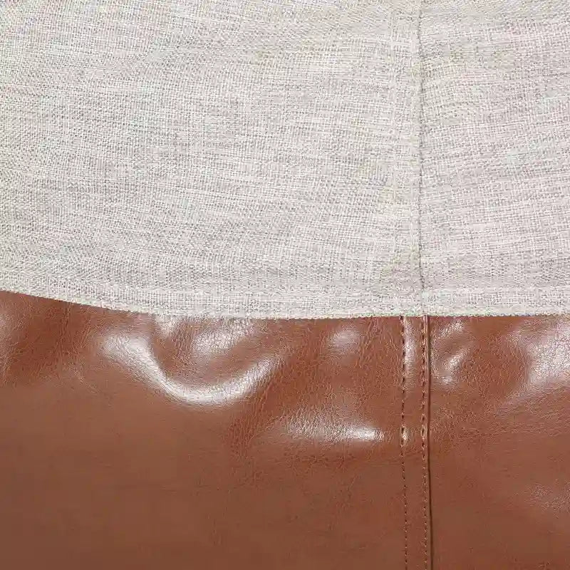 Modern 5 Foot Two Toned Fabric and Faux Leather Bean Bag by