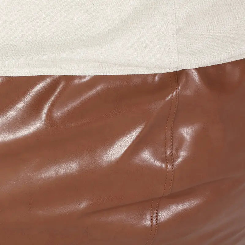 Modern 5 Foot Two Toned Fabric and Faux Leather Bean Bag by
