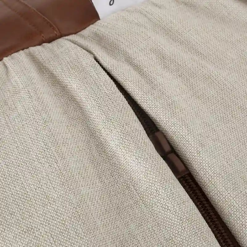 Modern 5 Foot Two Toned Fabric and Faux Leather Bean Bag by
