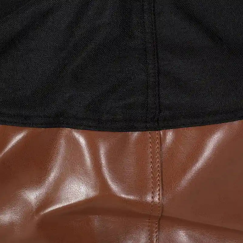 Modern 5 Foot Two Toned Fabric and Faux Leather Bean Bag by