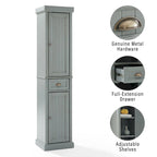 Armário Alto de Roupa com Portas em Friso e Gaveta de Extensão Total