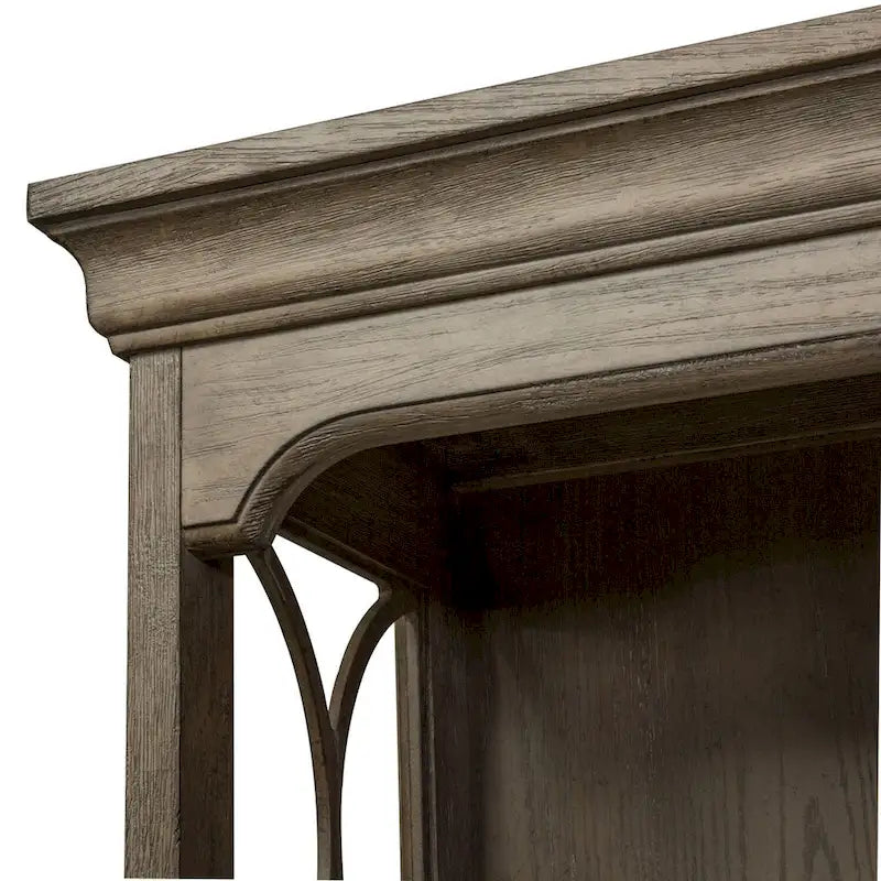 Simply Elegant White, Brown, & Heathered Taupe Credenza Hutch