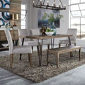 Rustic Caramel with Sawmark Distressing Rectangular Leg Table - Grey