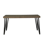Mesa de Jantar Retangular Rústica Caramel Herringbone com Pernas Metálicas Angulares