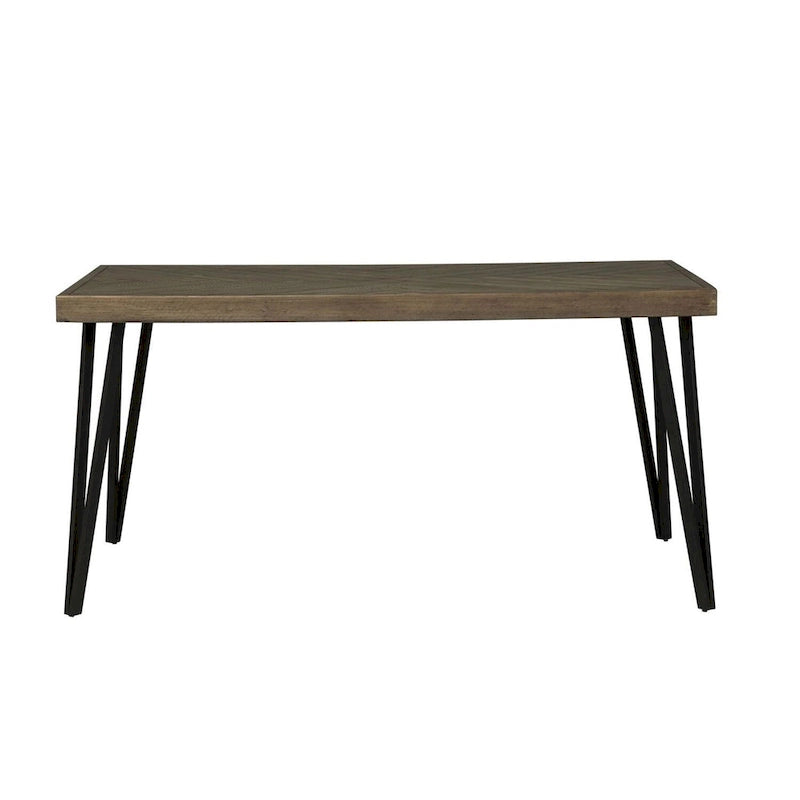 Rustic Caramel with Sawmark Distressing Rectangular Leg Table - Grey