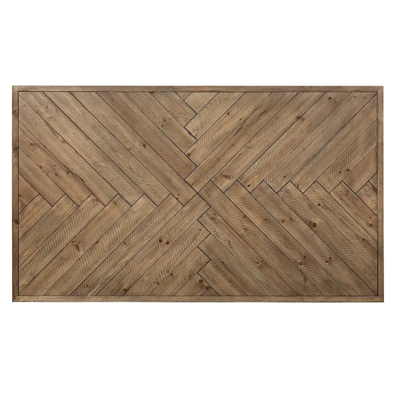 Rustic Caramel with Sawmark Distressing Rectangular Leg Table - Grey