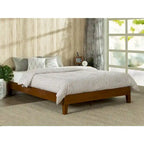 Cama de Plataforma de Perfil Baixo, Queen Size, em Borracha Maciça com Acabamento em Cerejeira