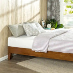 Cama de Plataforma de Perfil Baixo, Queen Size, em Borracha Maciça com Acabamento em Cerejeira