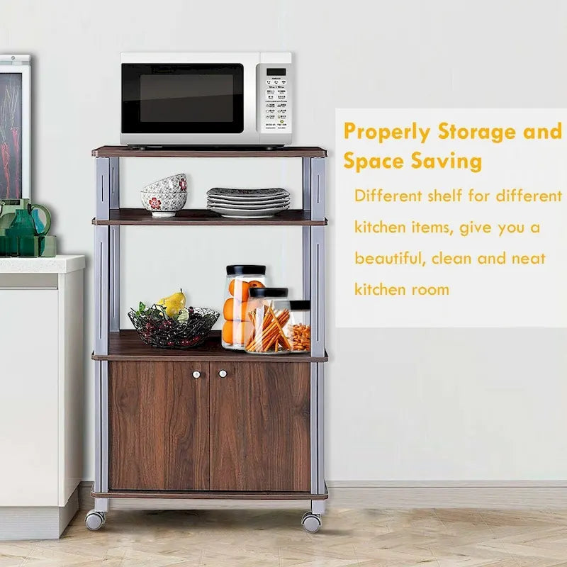Microwave Rack Stand Rolling Storage Cart - 23.5 x 15.5 x 38.5 (L x W x H)