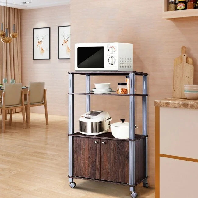 Microwave Rack Stand Rolling Storage Cart - 23.5 x 15.5 x 38.5 (L x W x H)
