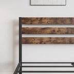 Cama de Plataforma Queen Size com Cabeceira de Madeira Rústica Vintage